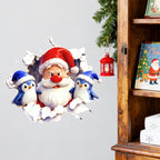3D Santa Wall Sticker Set with Peel and Stick Vinyl Decals
