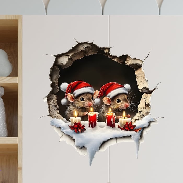 3D Santa Wall Sticker Set with Peel and Stick Vinyl Decals