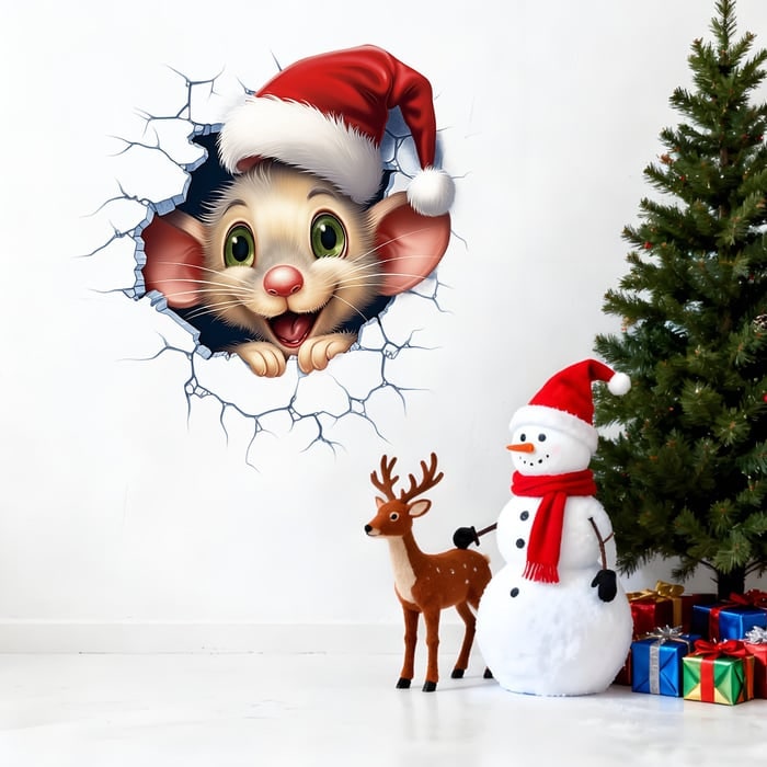3D Santa Wall Sticker Set with Peel and Stick Vinyl Decals