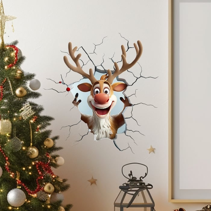 3D Santa Wall Sticker Set with Peel and Stick Vinyl Decals
