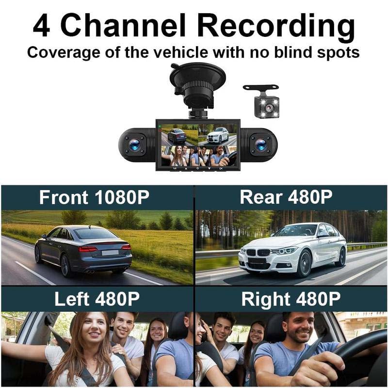 4-Channel FHD Car Camera with 360° Vision