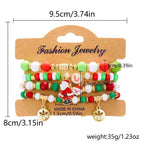 4-Piece Christmas Snowman Handmade Beaded Bracelet Set