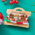 4-Piece Christmas Snowman Handmade Beaded Bracelet Set