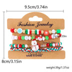 4-Piece Christmas Snowman Handmade Beaded Bracelet Set