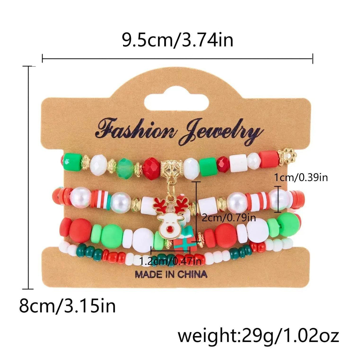 4-Piece Christmas Snowman Handmade Beaded Bracelet Set