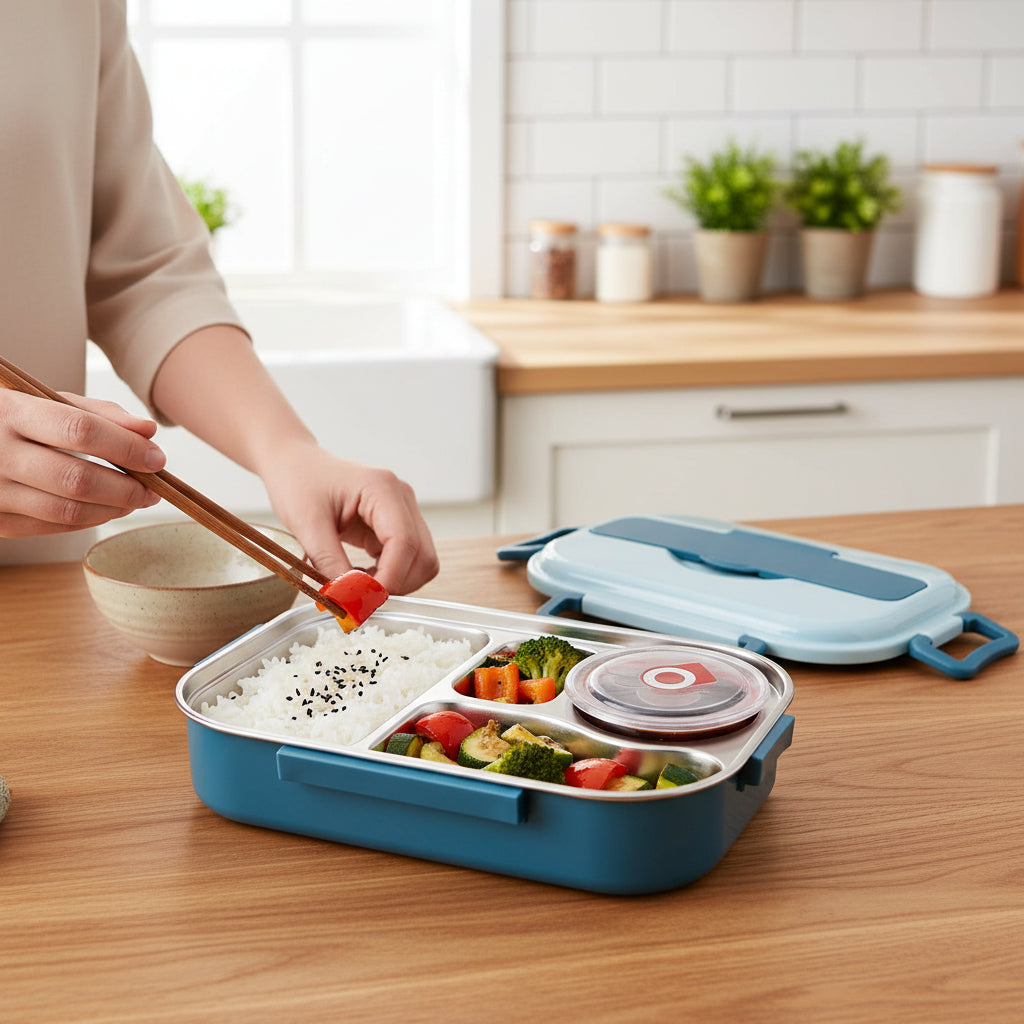 4-Section Insulated Bento Lunch Box — Thermal Meal Storage Container