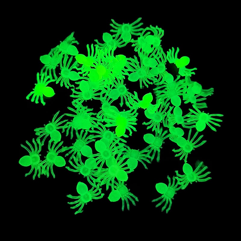 50 Luminous Glowing Spiders Halloween Decoration