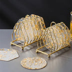 6-Piece Acrylic Gold Foil Coaster Set with Holder