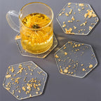 6-Piece Acrylic Gold Foil Coaster Set with Holder