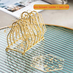 6-Piece Acrylic Gold Foil Coaster Set with Holder