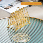 6-Piece Acrylic Gold Foil Coaster Set with Holder