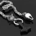 60–90 cm Stainless Steel Double Wolf Head & Mjölnir Survival Spirit Necklace/Bracelet