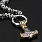 60–90 cm Stainless Steel Double Wolf Head & Mjölnir Survival Spirit Necklace/Bracelet