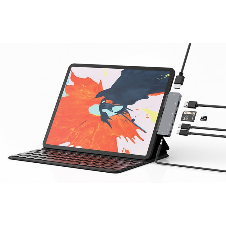 7-in-1 USB-C Docking Station for iPad Pro – HDMI 4K, Audio, SD/TF, USB 3.0, PD Charging
