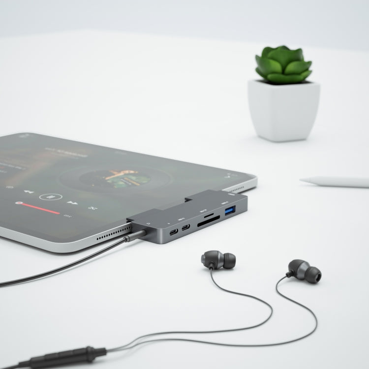 7-in-1 USB-C Docking Station for iPad Pro – HDMI 4K, Audio, SD/TF, USB 3.0, PD Charging