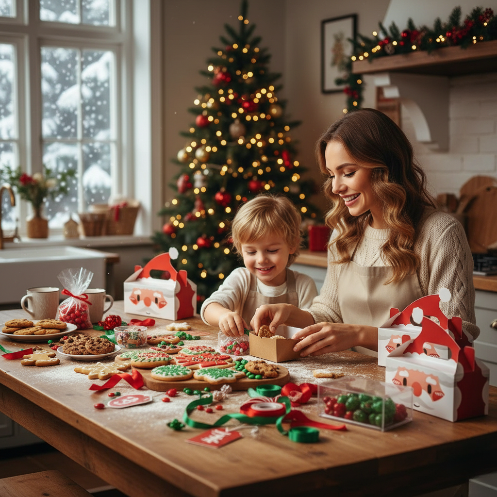8-Piece Christmas Gift Box Set for Biscuits, Sweets and Festive Treats