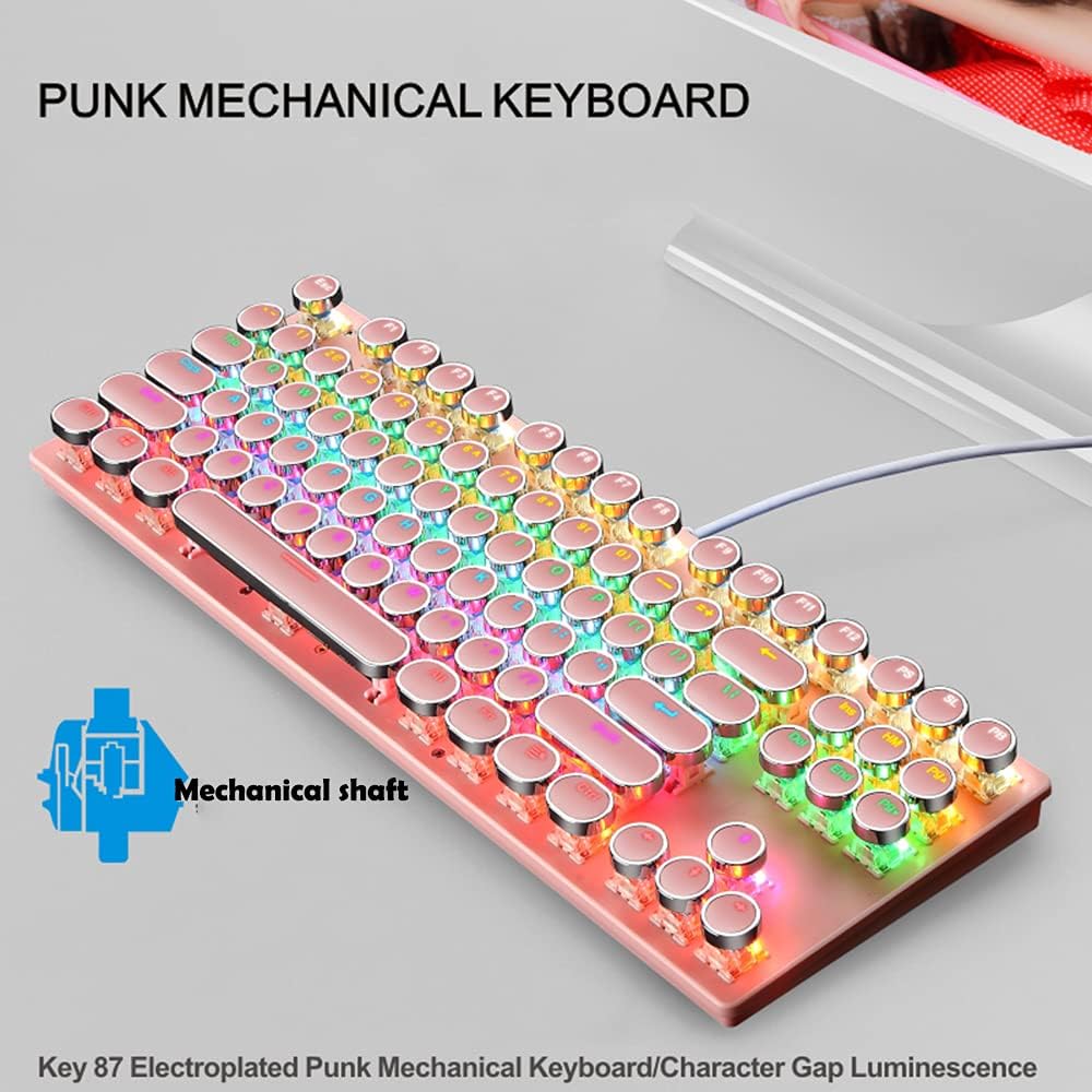 87-Key Mechanical Gaming Keyboard with RGB Backlight and Blue Switches