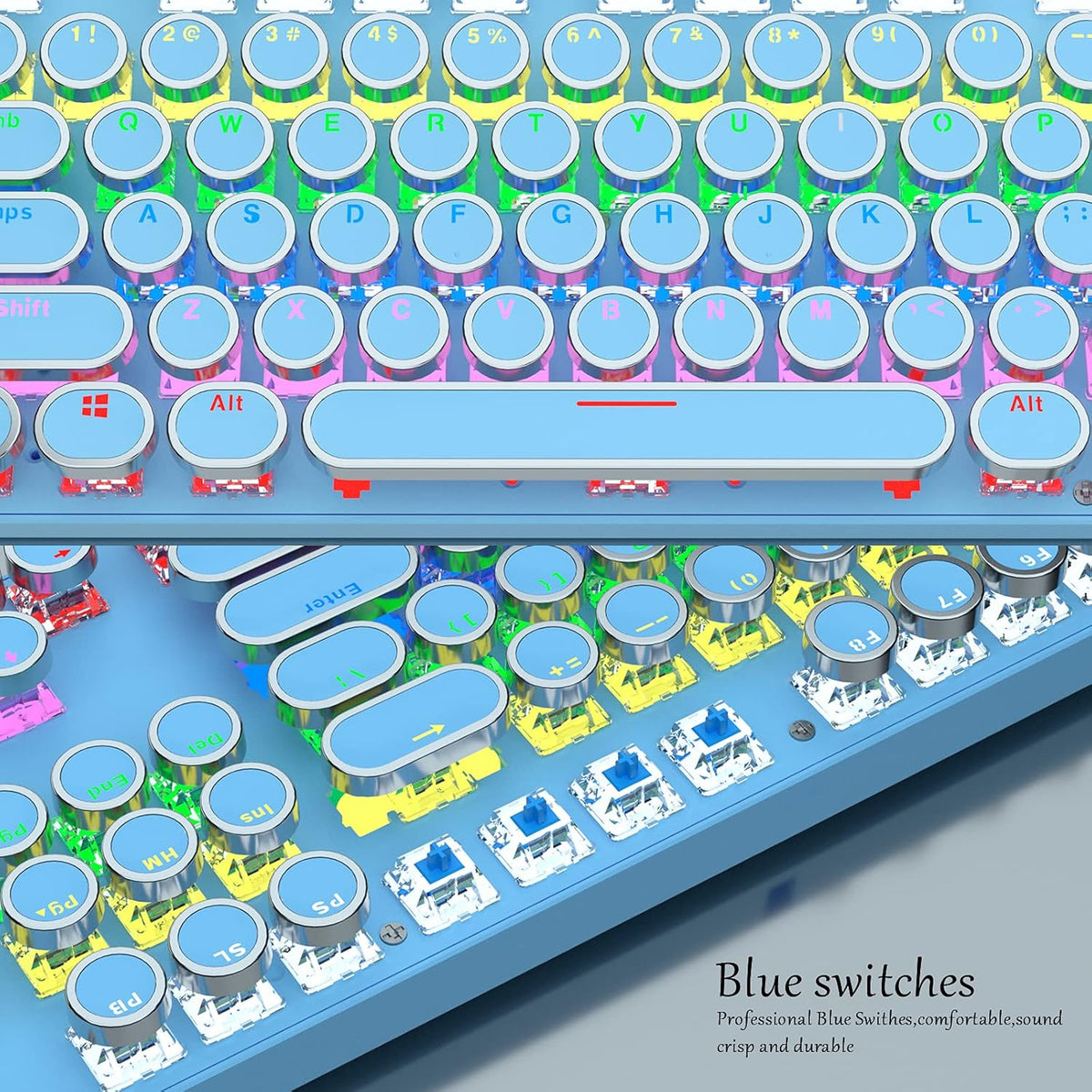 87-Key Mechanical Gaming Keyboard with RGB Backlight and Blue Switches