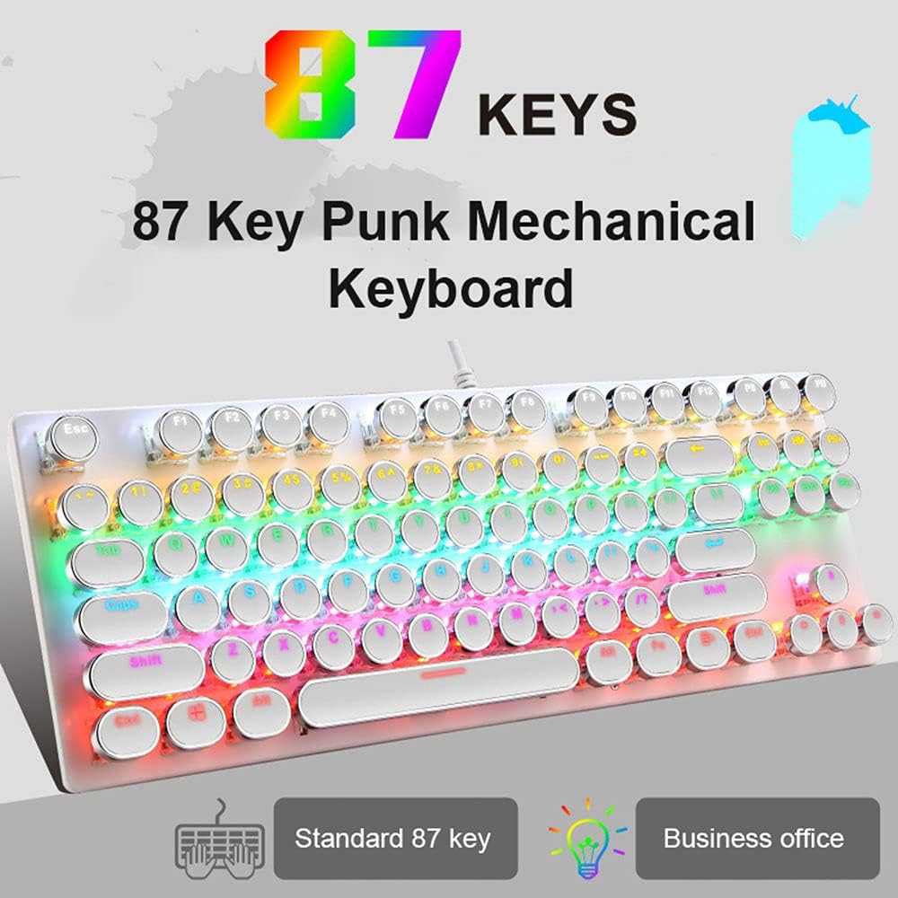 87-Key Mechanical Gaming Keyboard with RGB Backlight and Blue Switches