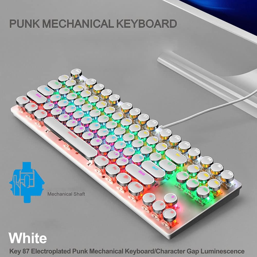 87-Key Mechanical Gaming Keyboard with RGB Backlight and Blue Switches