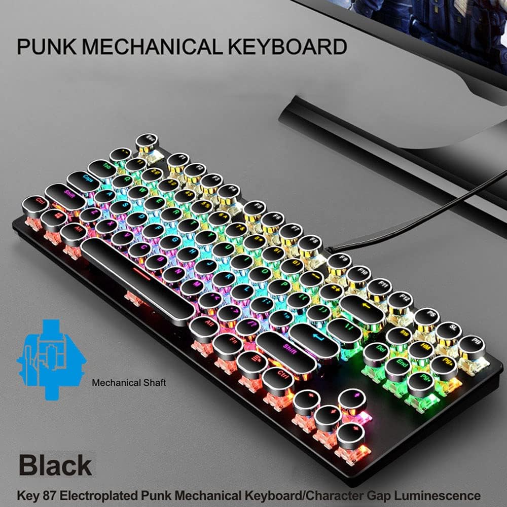 87-Key Mechanical Gaming Keyboard with RGB Backlight and Blue Switches