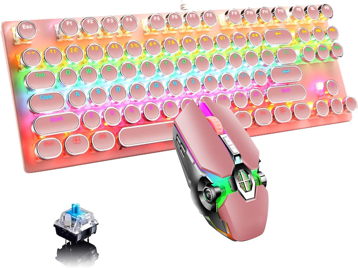 87-Key Mechanical Gaming Keyboard with RGB Backlight and Blue Switches