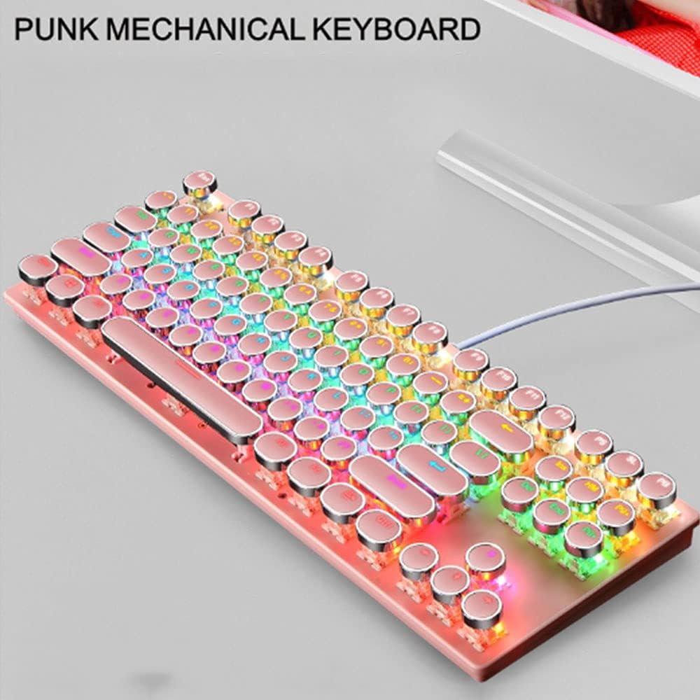 87-Key Mechanical Gaming Keyboard with RGB Backlight and Blue Switches