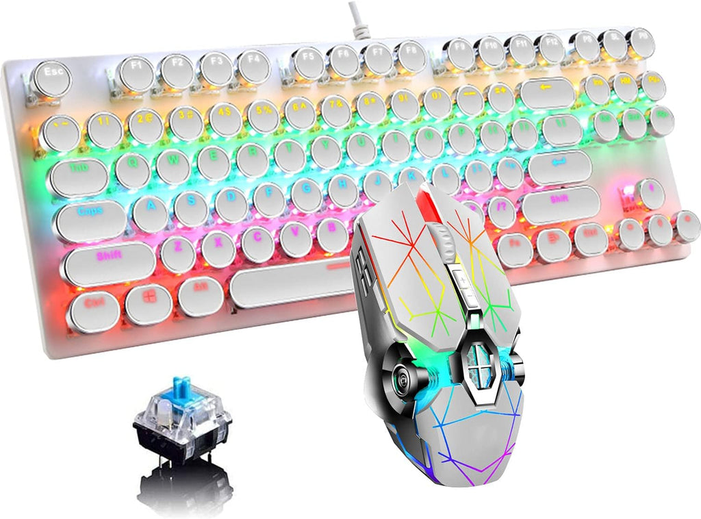 87-Key Mechanical Gaming Keyboard with RGB Backlight and Blue Switches