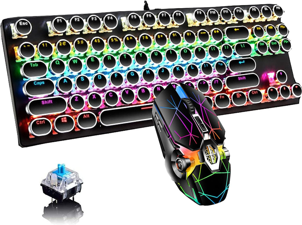 87-Key Mechanical Gaming Keyboard with RGB Backlight and Blue Switches