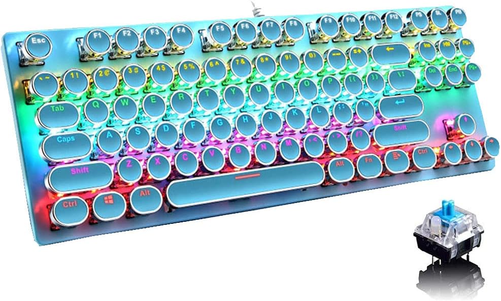 87-Key Mechanical Gaming Keyboard with RGB Backlight and Blue Switches