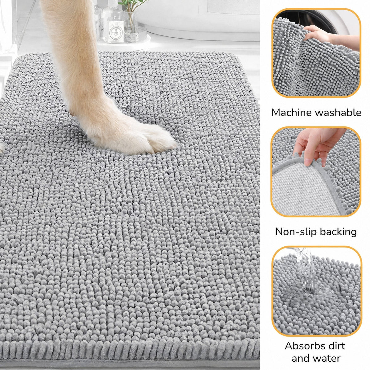 Absorbent Non-Slip Dog Door Mat for Muddy Paws