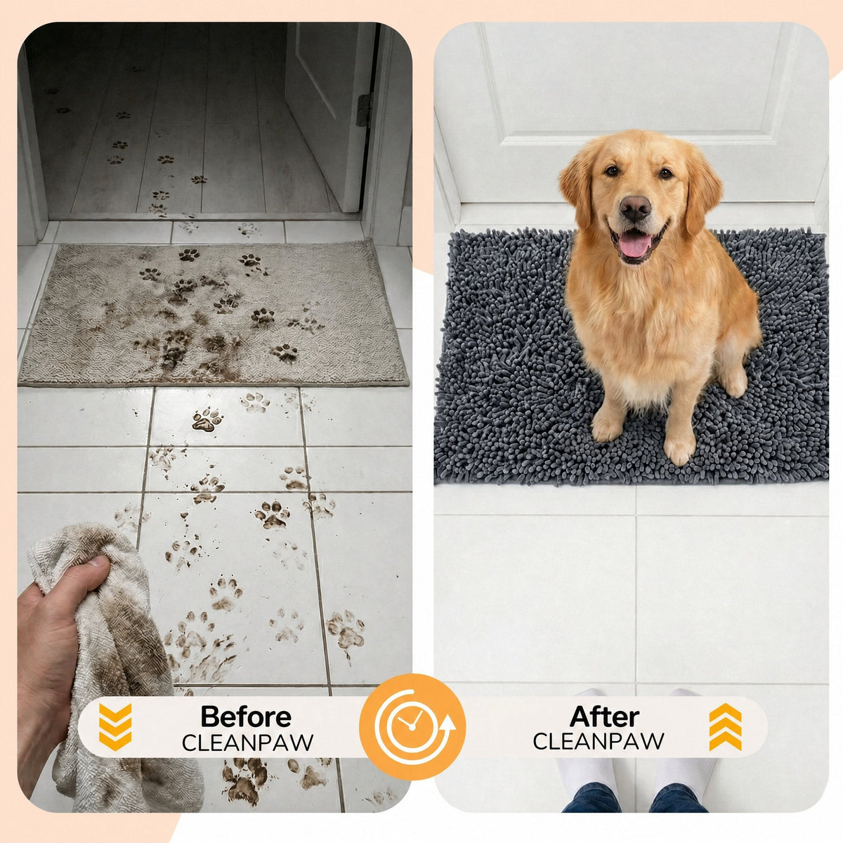 Absorbent Non-Slip Dog Door Mat for Muddy Paws
