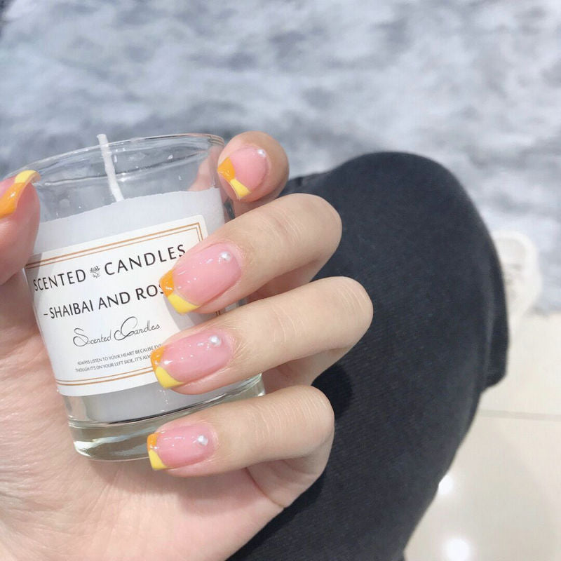 Acrylic Nail Set with Cheerful Fruit Design and Creative Accents