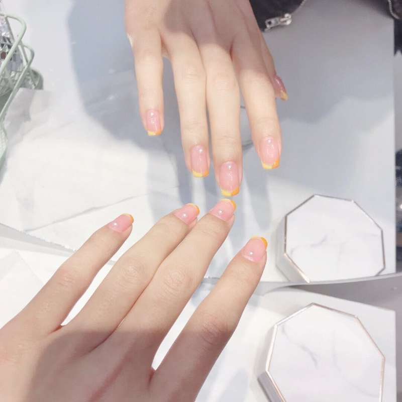 Acrylic Nail Set with Cheerful Fruit Design and Creative Accents