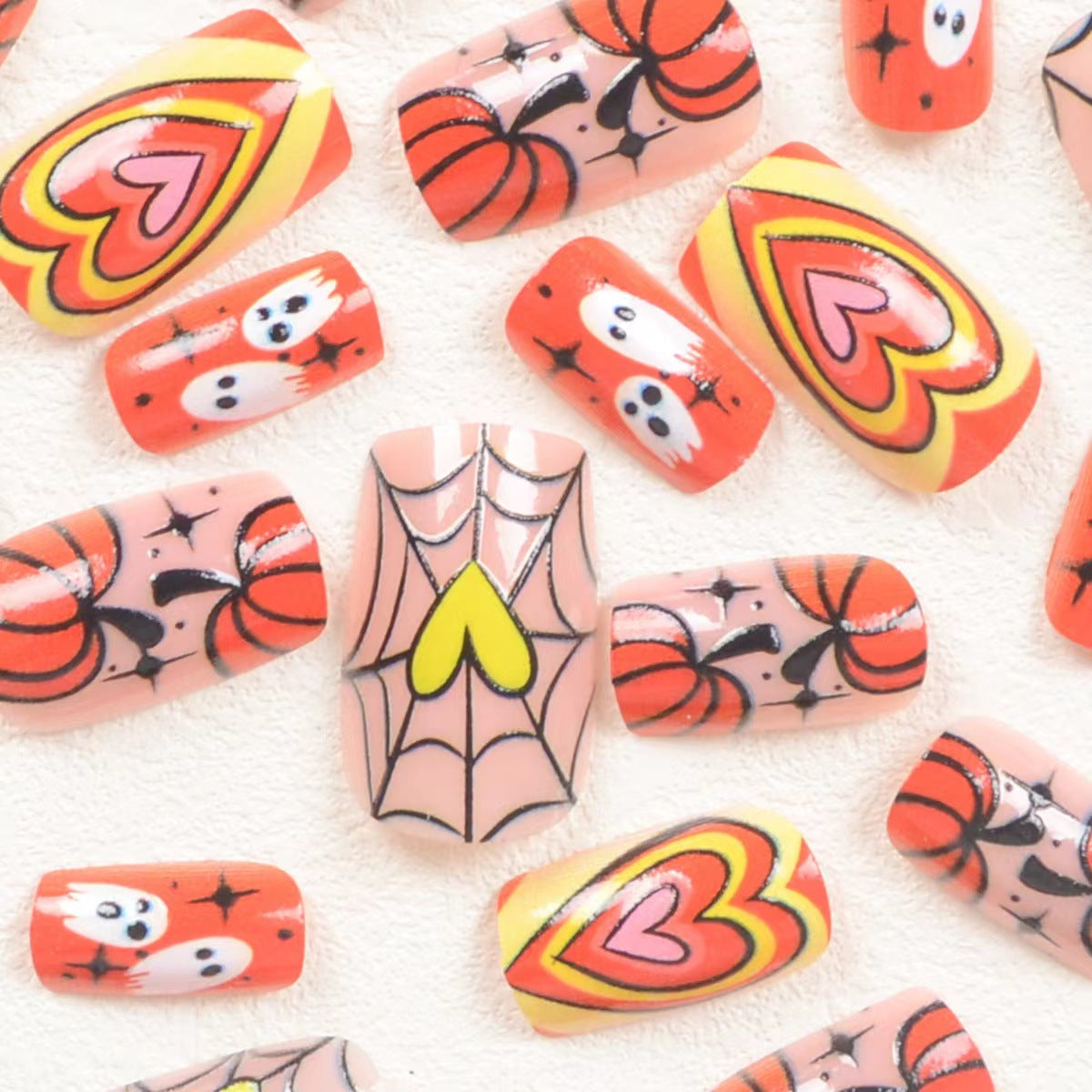 Acrylic Nail Set with Creative Autumn Designs