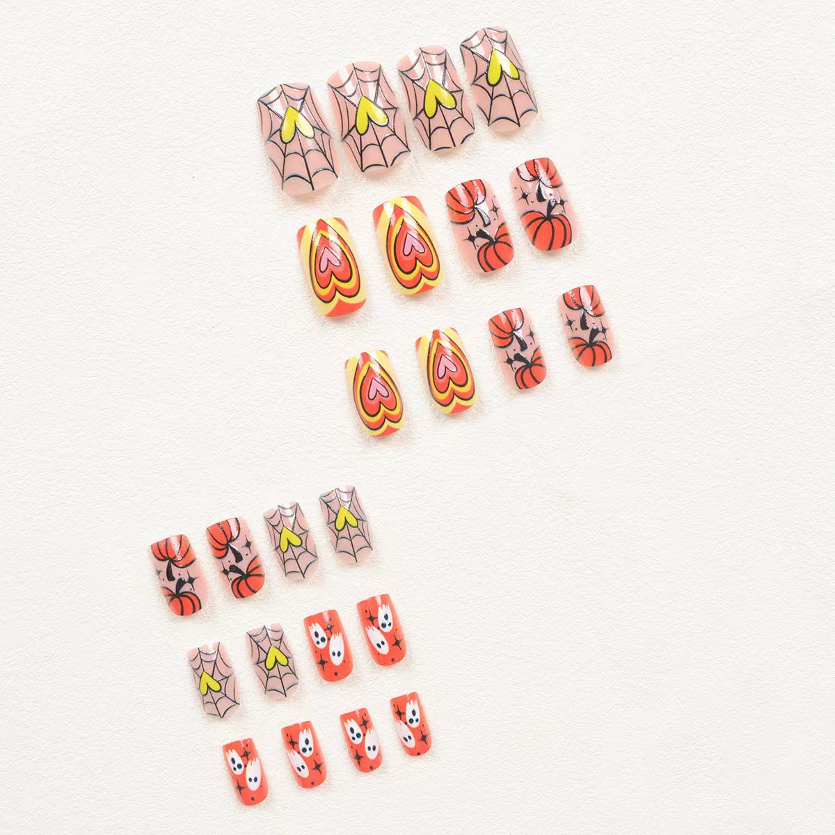 Acrylic Nail Set with Creative Autumn Designs