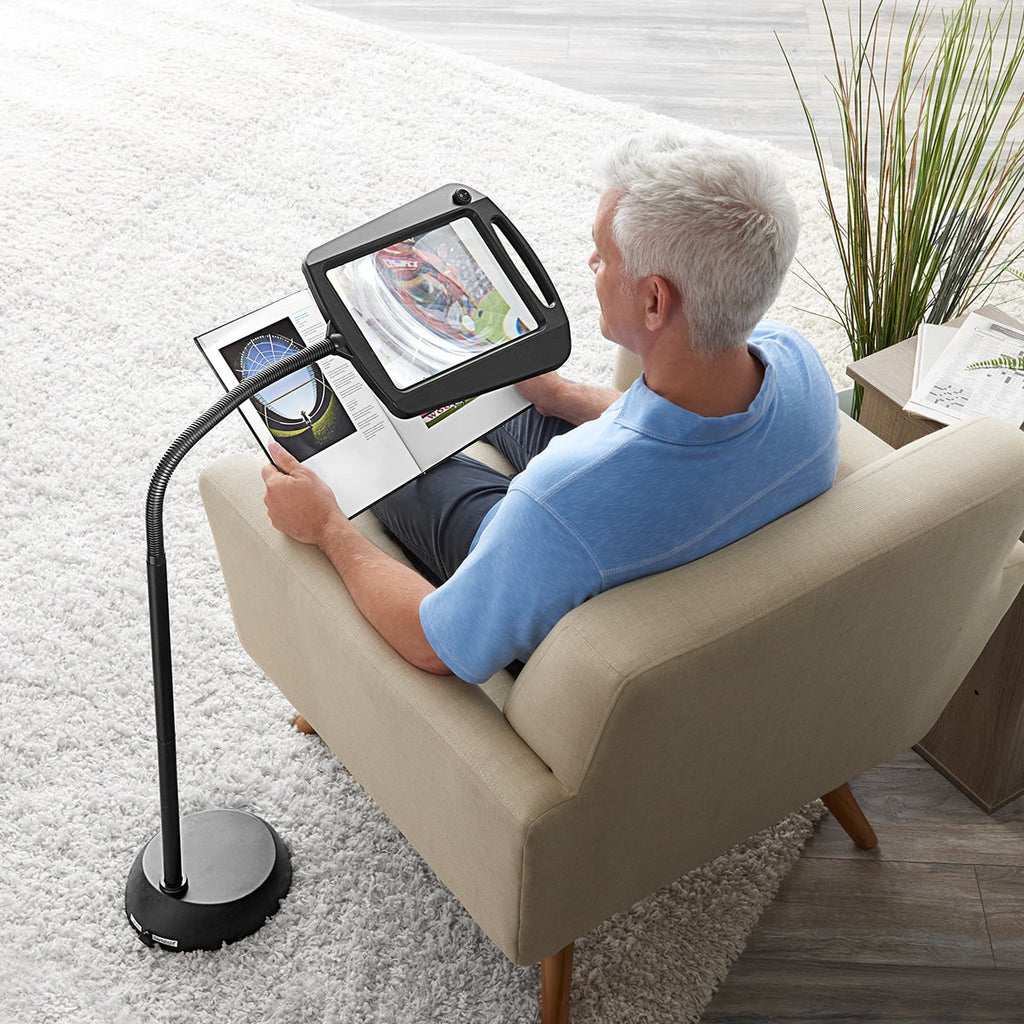 Adjustable LED Magnifier Floor Lamp for Enhanced Viewing