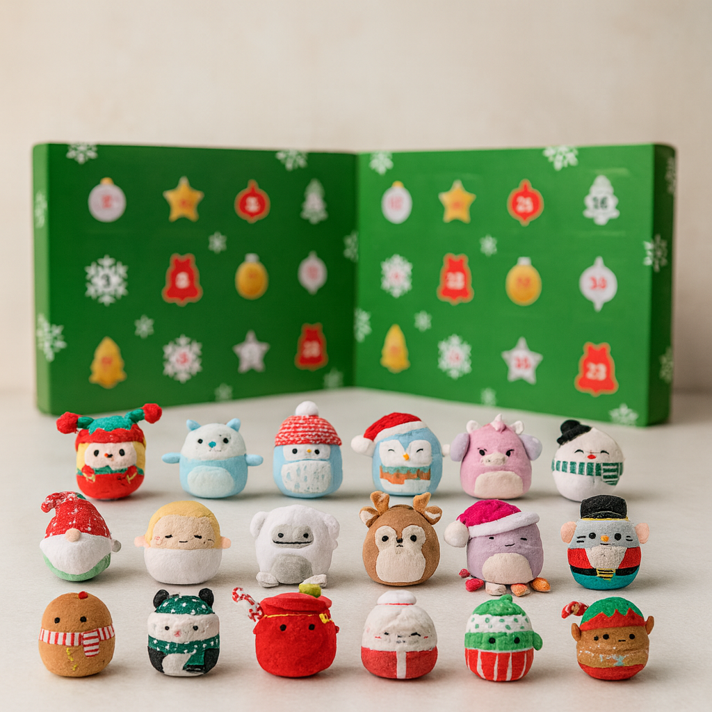 Advent calendar with 24 mini Christmas plush toys