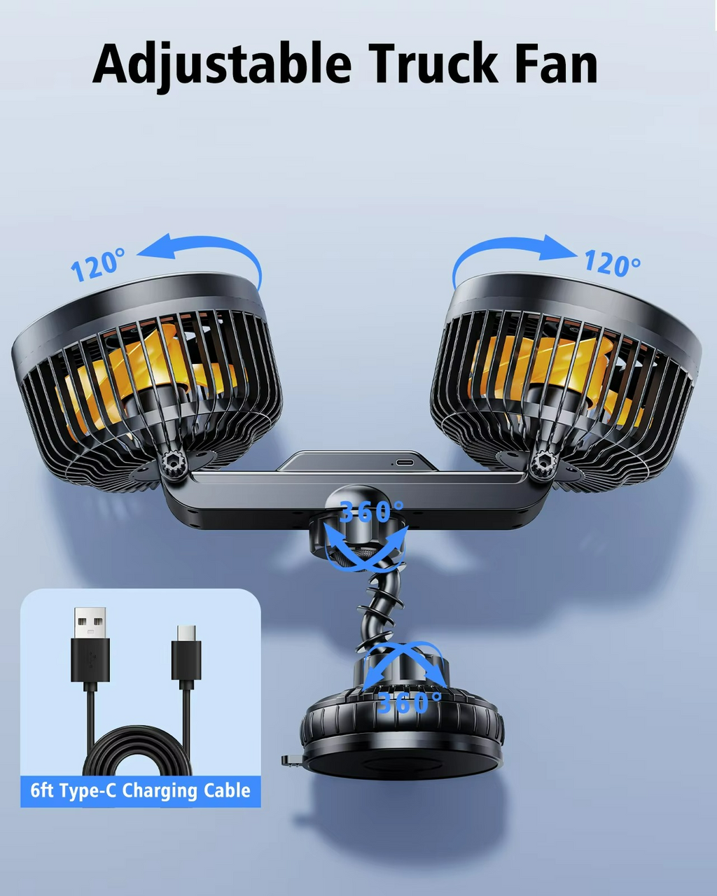 Boneroshop | AeroBreeze Car Fan | Wireless fan with 4000 mAh battery and 3 fan speeds