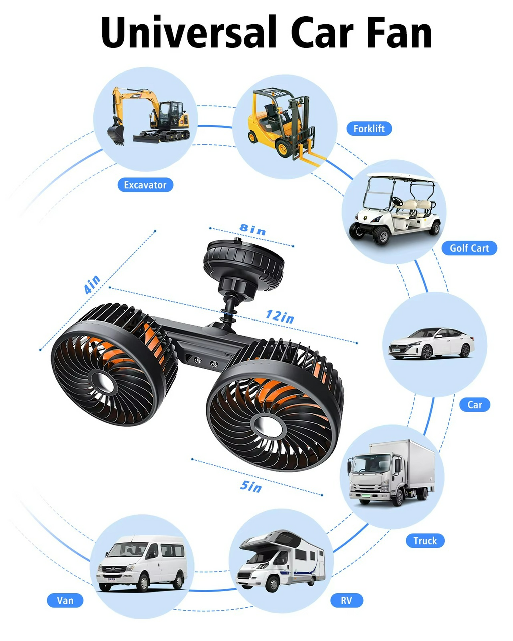 Boneroshop | AeroBreeze Car Fan | Wireless fan with 4000 mAh battery and 3 fan speeds