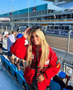 Ailyn Women's Oversized Racing Jacket | Motorsport Style with Colour-Block Design and Patches