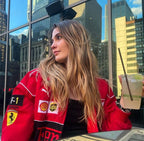Ailyn Women's Oversized Racing Jacket | Motorsport Style with Colour-Block Design and Patches