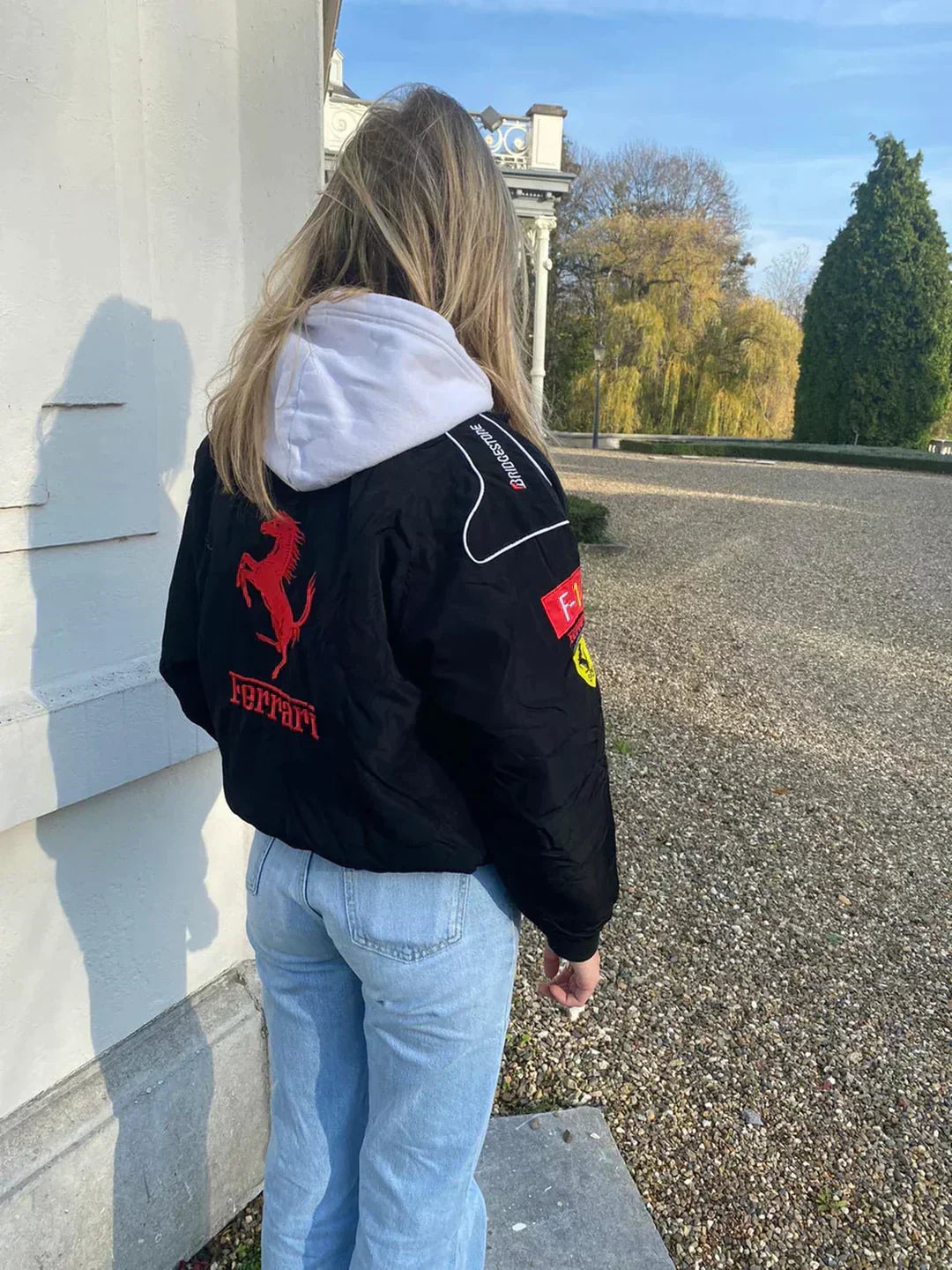 Ailyn Women's Oversized Racing Jacket | Motorsport Style with Colour-Block Design and Patches