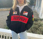 Ailyn Women's Oversized Racing Jacket | Motorsport Style with Colour-Block Design and Patches