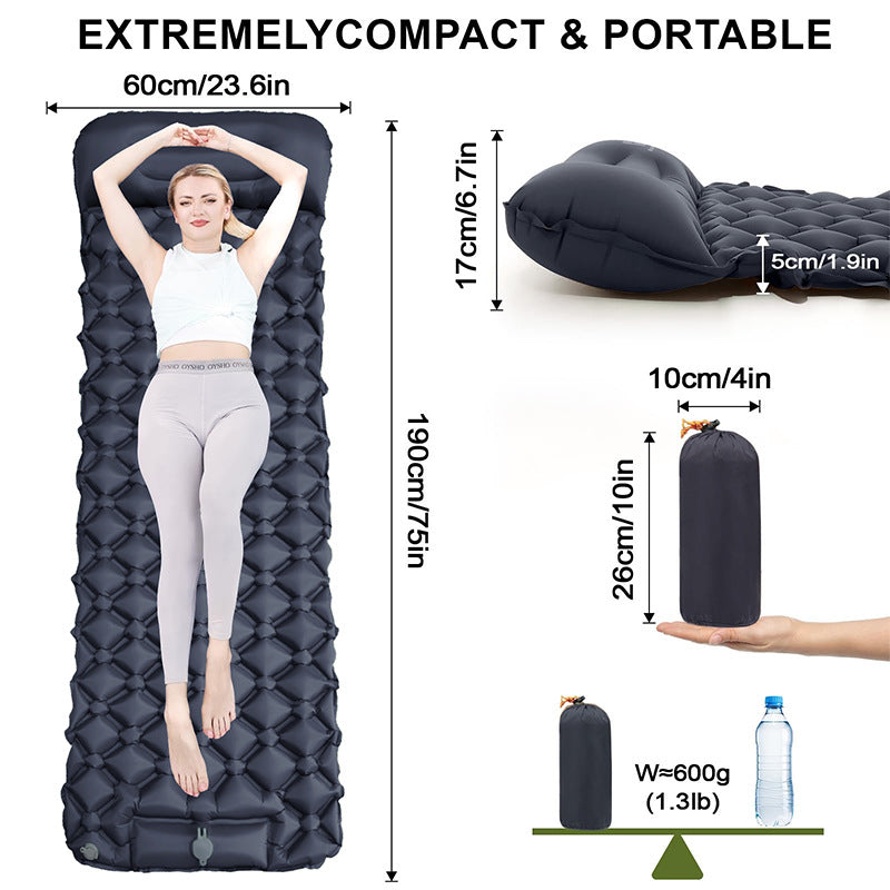 Air Mattress with Integrated Headrest and Comfortable Valve System