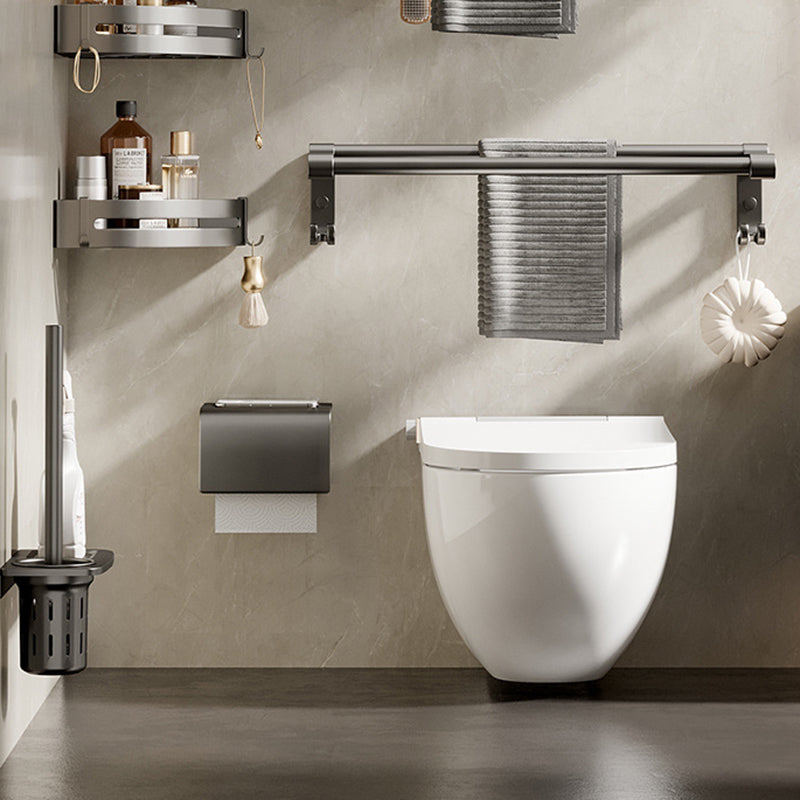 Aluminium Modern Bathroom Accessories Set – Polished Grey Shelf, Paper Holder & Robe Hook