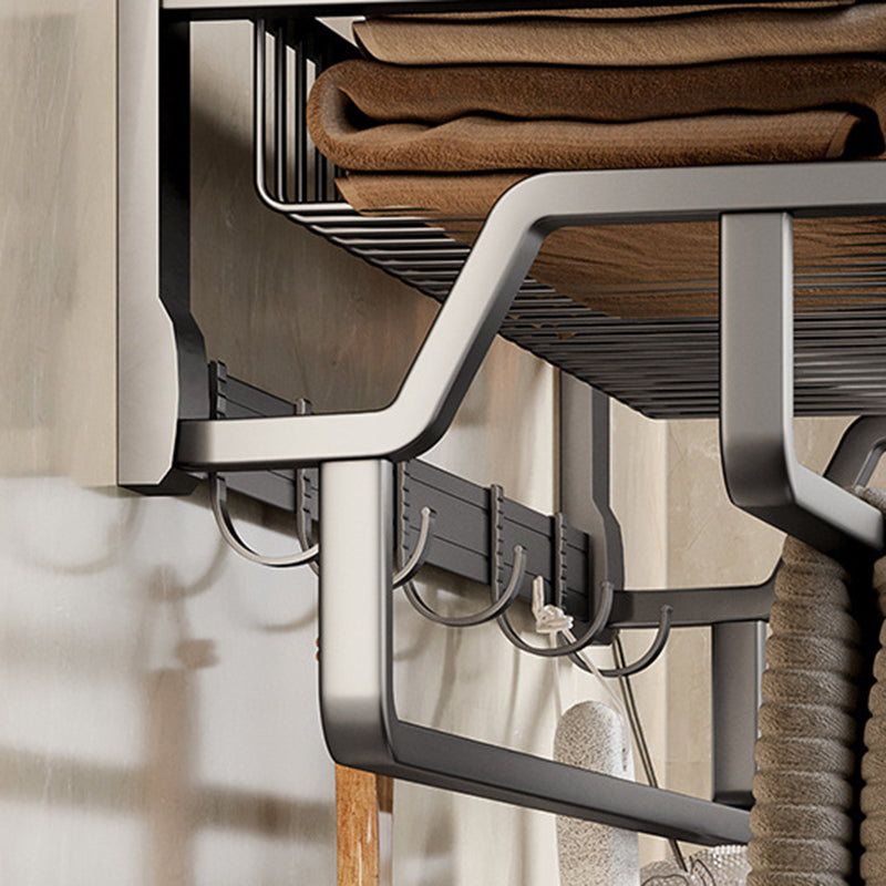 Aluminium Modern Bathroom Accessories Set – Polished Grey Shelf, Paper Holder & Robe Hook
