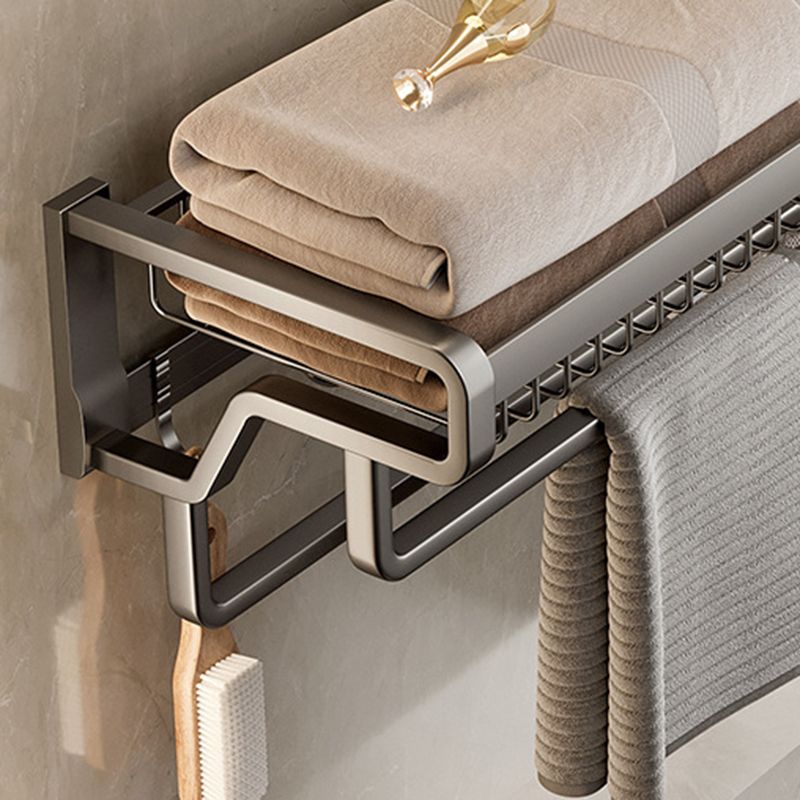 Aluminium Modern Bathroom Accessories Set – Polished Grey Shelf, Paper Holder & Robe Hook