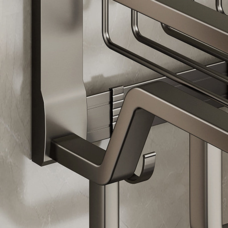 Aluminium Modern Bathroom Accessories Set – Polished Grey Shelf, Paper Holder & Robe Hook