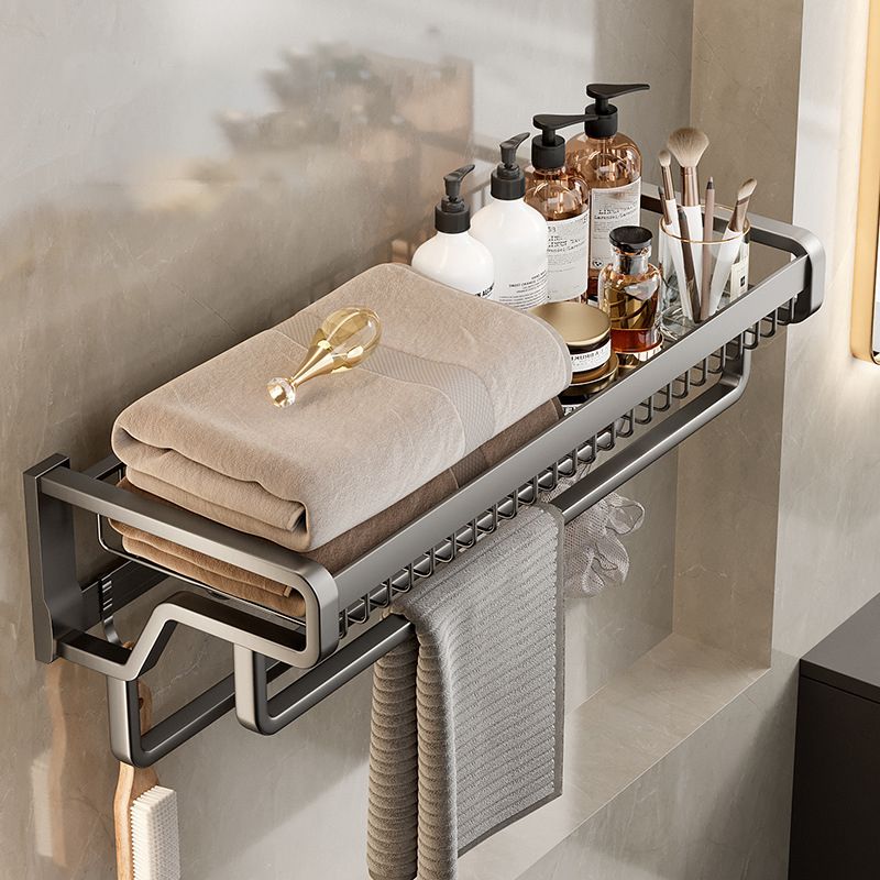 Aluminium Modern Bathroom Accessories Set – Polished Grey Shelf, Paper Holder & Robe Hook